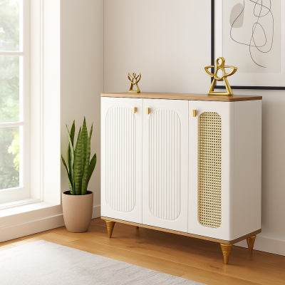 جاکفشی یاغمور با درب‌های MDF وکیوم و طراحی کلاسیک مدرن طلایی